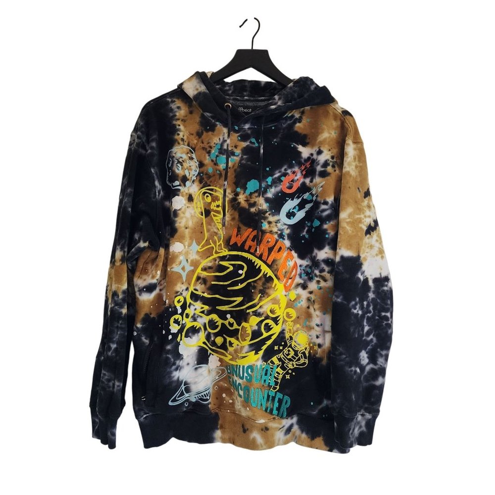 Jurllyshe Tie-Dye Graffiti Print Fashionable Sports Hooded Sweatshirt XL